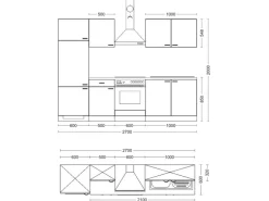 Flex-Well Exclusiv Küchenzeile Lund 270 cm Lichtgrau glänzend-Rauchgrau