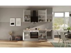Flex-Well Exclusiv Küchenzeile 1701-017 Lund 220 cm Lichtgrau glänzend-Rauchgrau