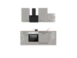 Flex-Well Exclusiv Küchenzeile 1701-017 Lund 220 cm Lichtgrau glänzend-Rauchgrau