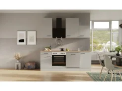 Flex-Well Exclusiv Küchenzeile 1701-017 Lund 220 cm Lichtgrau glänzend-Rauchgrau