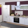 Flex-Well Exclusiv Küchenzeile Valero 300 cm Hochglanz Weiß-Sonoma Eiche
