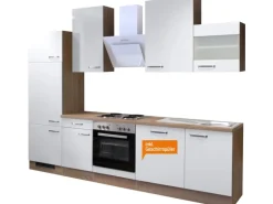 Flex-Well Exclusiv Küchenzeile Valero 280 cm Hochglanz Weiß-Sonoma Eiche