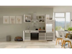 Flex-Well Exclusiv Küchenzeile Morena 220 cm Basaltgrau matt - San Remo Eiche