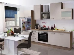 Flex-Well Exclusiv Küchenzeile Orlando 280 cm Kaschmir Glanz-Sonoma Eiche