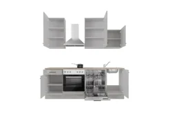 Flex-Well Exclusiv Küchenzeile 1701-016 Lund 220 cm Lichtgrau glänzend-Rauchgrau