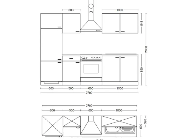 Flex-Well Exclusiv Küchenzeile Cara 270 cm Schilfgrün matt - Artisan Eiche