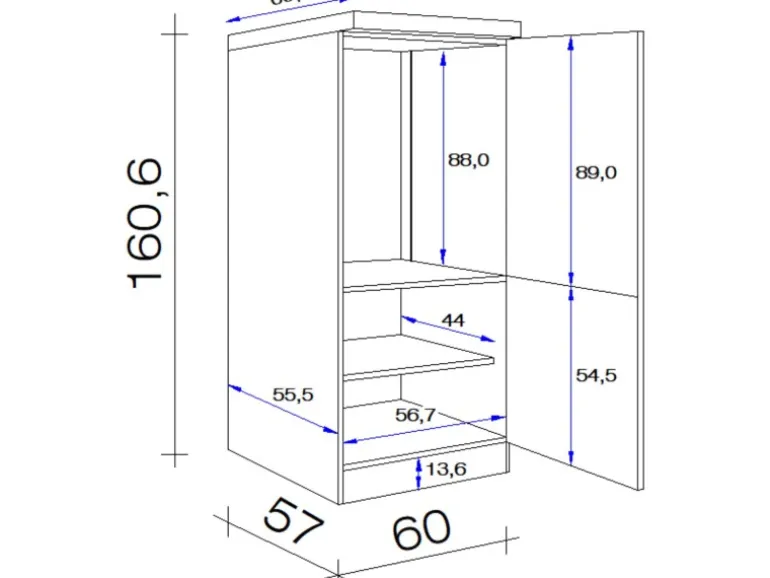 Flex-Well Exclusiv Kühlschrank-Einbauschrank Vintea mit Kühlschrank EEK: F