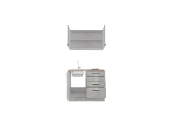 Flex-Well Exclusiv Miniküche Lund 100 cm Lichtgrau glänzend-Rauchgrau