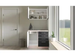 Flex-Well Exclusiv Miniküche Lara 100 cm Anthrazit - San Remo Eiche