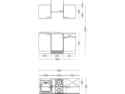 Flex-Well Exclusiv Singleküche Cara 150 cm Schilfgrün matt - Artisan Eiche
