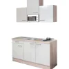 Flex-Well Exclusiv Singleküche Orlando 150 cm breit Kaschmir Glanz-Sonoma Eiche