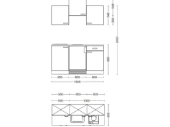 Flex-Well Exclusiv Singleküche Orlando 150 cm Kaschmir Glanz - Sonoma Eiche