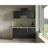Flex-Well Exclusiv Singleküche Capri 150 cm Schwarz Matt-Endgrain Oak