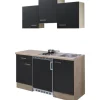 Flex-Well Exclusiv Singleküche Lara 150 cm Anthrazit - San Remo Eiche