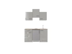 Flex-Well Exclusiv Singleküche Lund 150 cm Lichtgrau glänzend-Rauchgrau