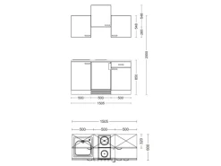 Flex-Well Exclusiv Singleküche Lund 150 cm Lichtgrau glänzend-Rauchgrau