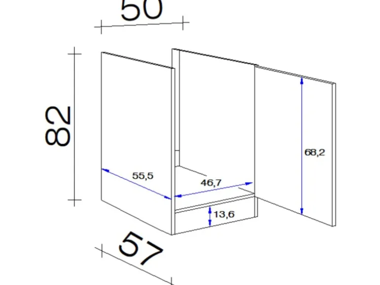 Flex-Well Exclusiv Spülenunterschrank Lara 50cm ohne Arbeitsplatte Anthra. -