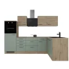 Flex-Well Exclusiv Winkelküche Cara 280 x 170 cm Schilfgrün matt - Artisan Eiche