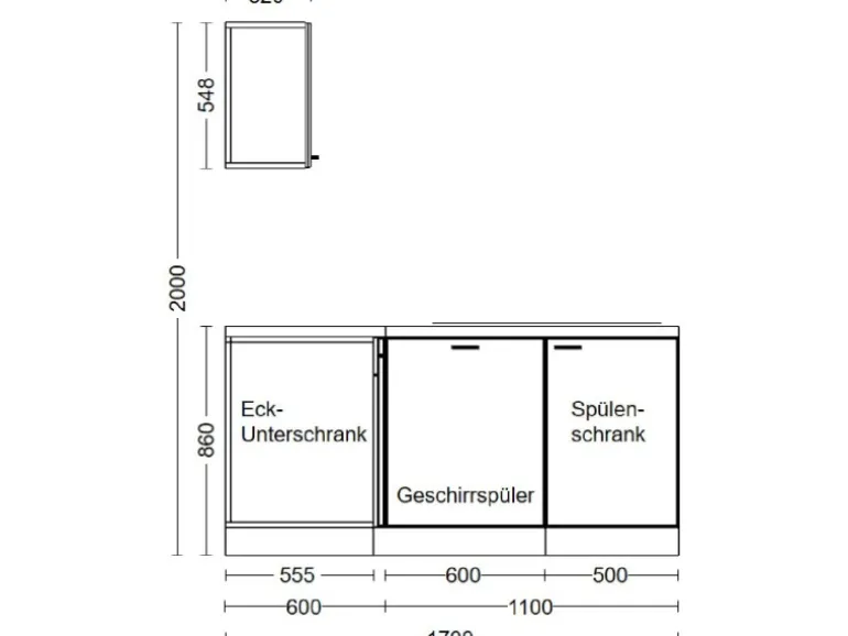 Flex-Well Exclusiv Winkelküche Capri 280 x 170 cm Schwarz Matt-Endgrain Oak