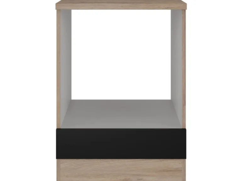 Flex-Well Küchen-Herdumbauschrank Capri 60 cm Schwarz Matt-Endgrain Oak