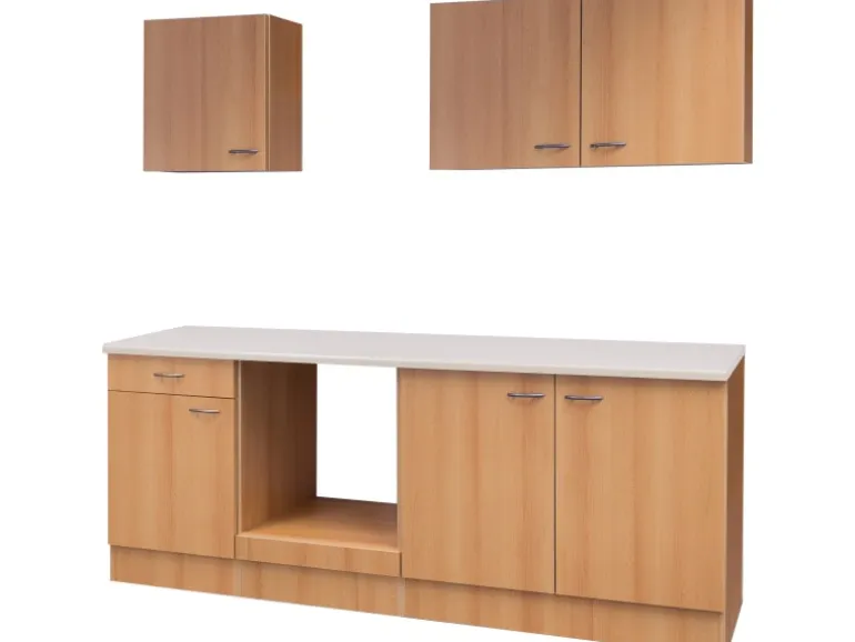 Flex-Well Küchenzeile 210 cm ohne E-Geräte Nano Buche