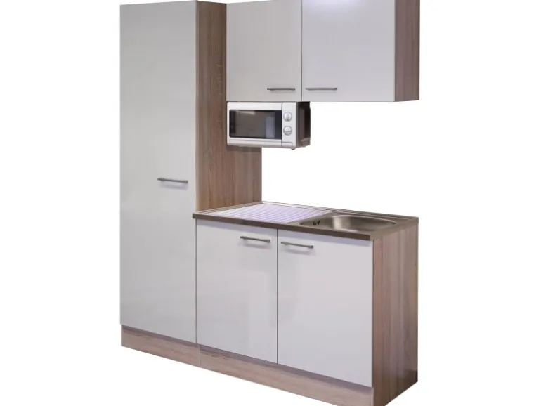 Flex-Well Singleküche 150 cm Orlando Kaschmir Glanz-Sonome Eiche