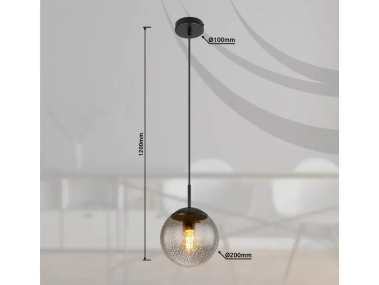 Globo Hängeleuchte Samos Schwarz/Rauchfarben Ø 20 cm
