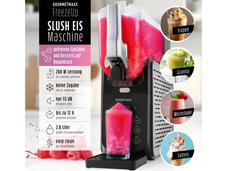 GOURMETmaxx Slush-Eismaschine FreezeUp 200 W Schwarz-Grau 2,8 l