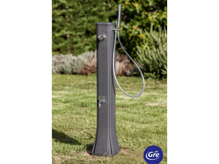 Gre Solardusche aus Harz mit Fußhahn 19 l Grau