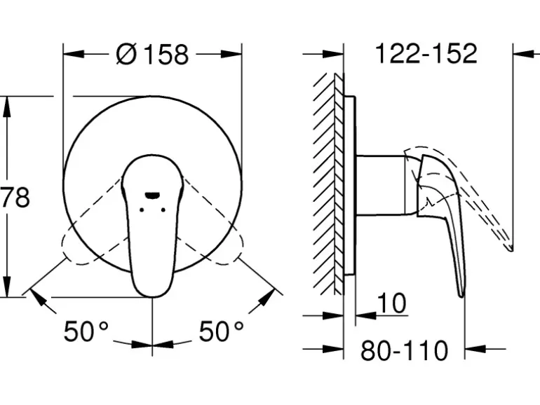 Grohe Einhand-Brausebatterie Eurostyle Geschlossener Hebel Chrom