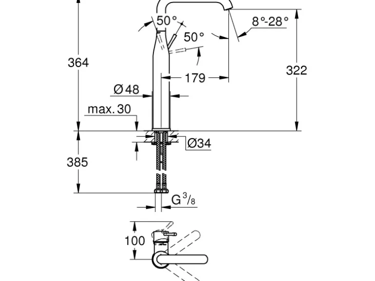 Grohe Einhand-Waschtischbatterie Essence XL-Size