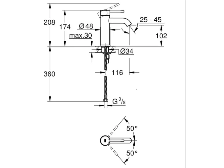 Grohe Einhand-Waschtischbatterie Essence S-Size Cool Sunrise gebürstet