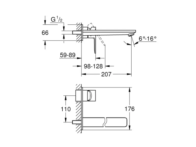 Grohe 2-Loch-Waschtischbatterie Lineare Chrom Ausladung 207 mm