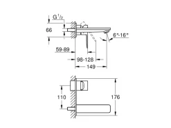 Grohe 2-Loch-Waschtischbatterie Lineare Chrom Ausladung 149 mm