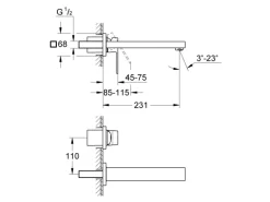 Grohe 2-Loch-Waschtischbatterie Eurocube Chrom
