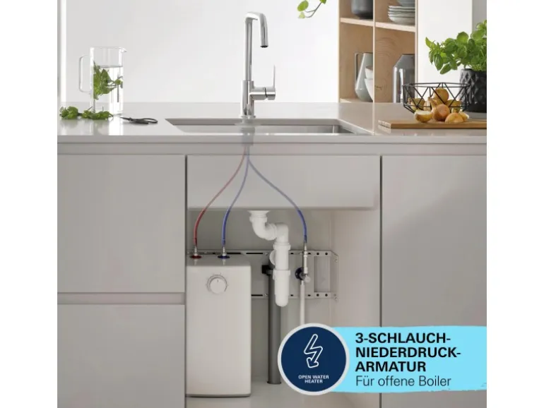 Grohe QuickFix Küchenarmatur Get Chrom Niederdruck mit schwenkbarem Rohrauslauf