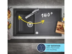 Grohe QuickFix Küchenarmatur Get Chrom Niederdruck mit schwenkbarem Rohrauslauf
