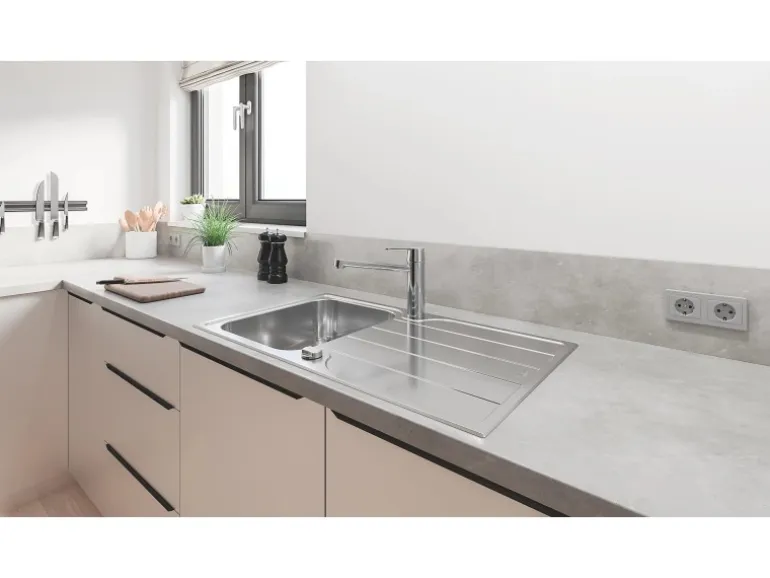 Grohe QuickFix Küchenarmatur Get Chrom Niederdruck mit schwenkbarem Rohrauslauf