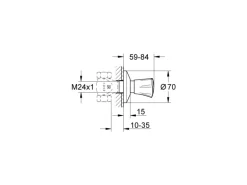 Grohe UP-Ventil Oberbau Costa Chrom Markierung rot mit Schubrosette