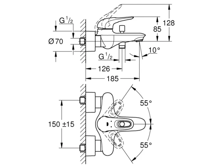 Grohe Wannenarmatur Eurostyle Chrom