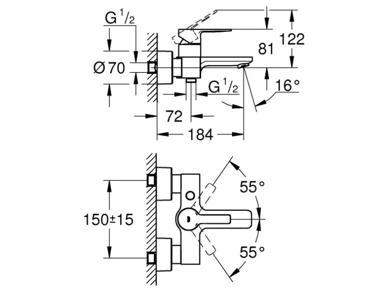 Grohe Wannenarmatur Lineare Chrom