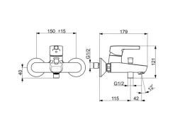 Hansa Wannenfüll- und Brausebatterie Einhebelmischer Paleno 5645 Chrom