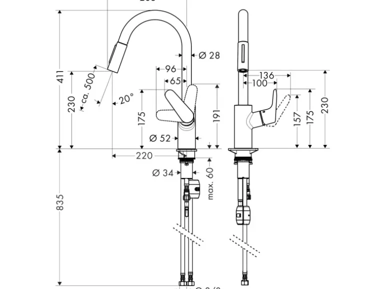 Hansgrohe Einhebel-Küchenarmatur Focus 240 mm Chrom