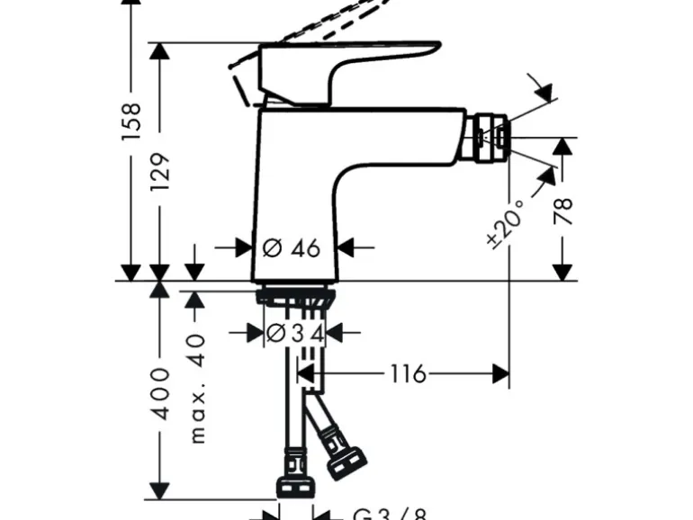 Hansgrohe Talis E Einhebel-Bidetmischer mit Push-Open Ablaufgarnitur Chrom