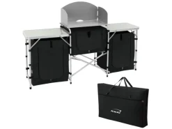 Hauki Camping Küche Schwarz Campingschrank Faltbar mit Tragetasche