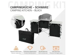 Hauki Camping Küche Schwarz Campingschrank Faltbar mit Tragetasche