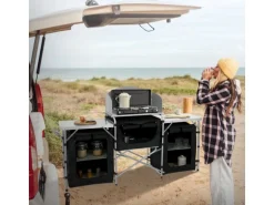Hauki Camping Küche Schwarz Campingschrank Faltbar mit Tragetasche