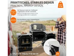 Hauki Camping Küche Schwarz Campingschrank Faltbar mit Tragetasche
