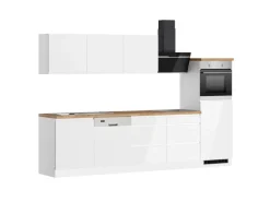 Held Küchen Küchenzeile Gera 300 cm Weiß/Wotan mit E-Geräten /autark Induktion