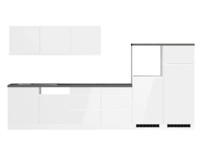 Held Küchen Küchenzeile Gera 360 cm Weiß/Beton ohne E-Geräte